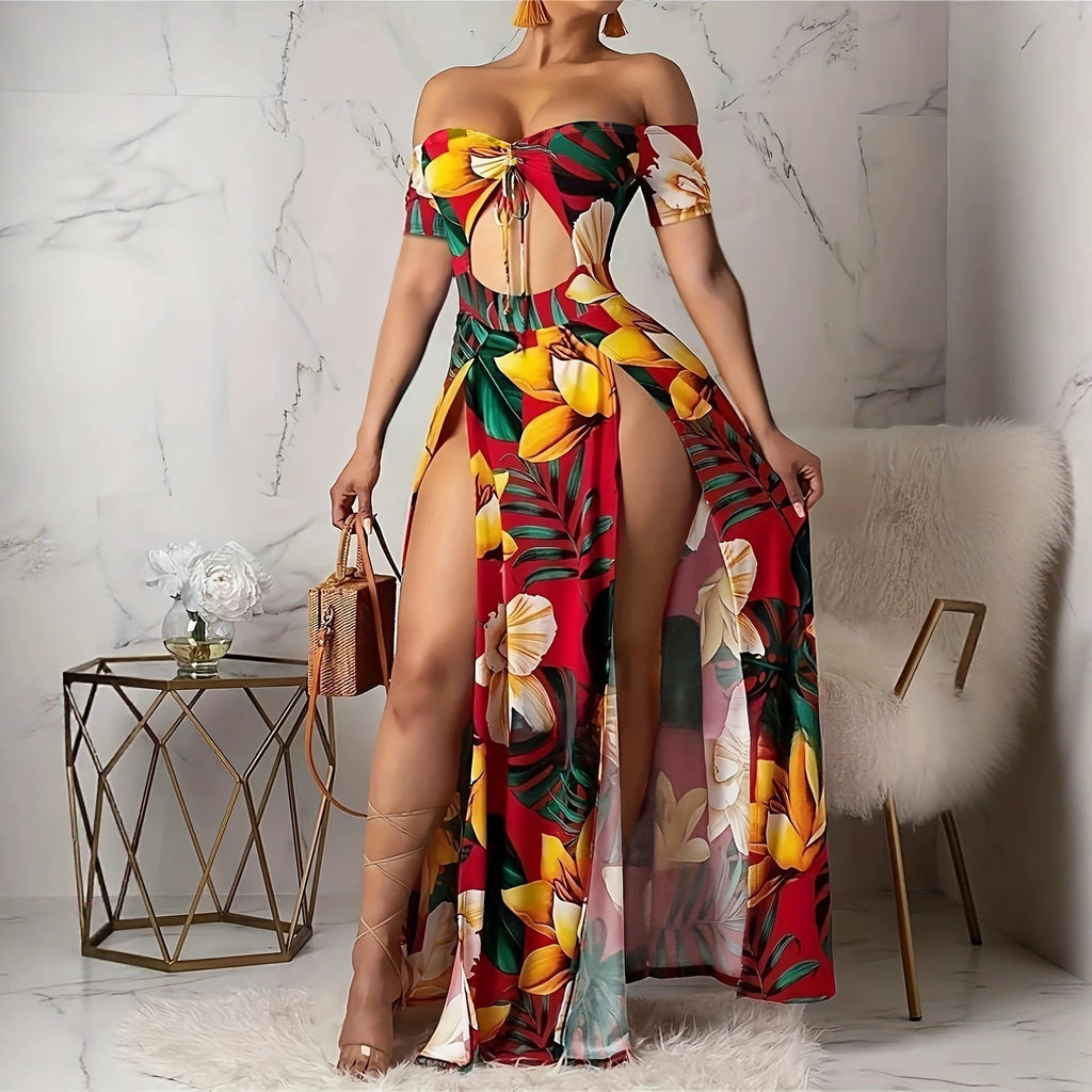 Printed and cut-out dress