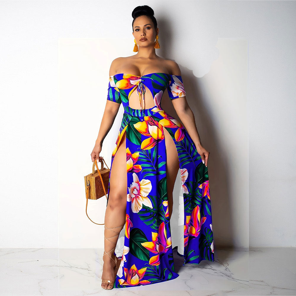 Printed and cut-out dress