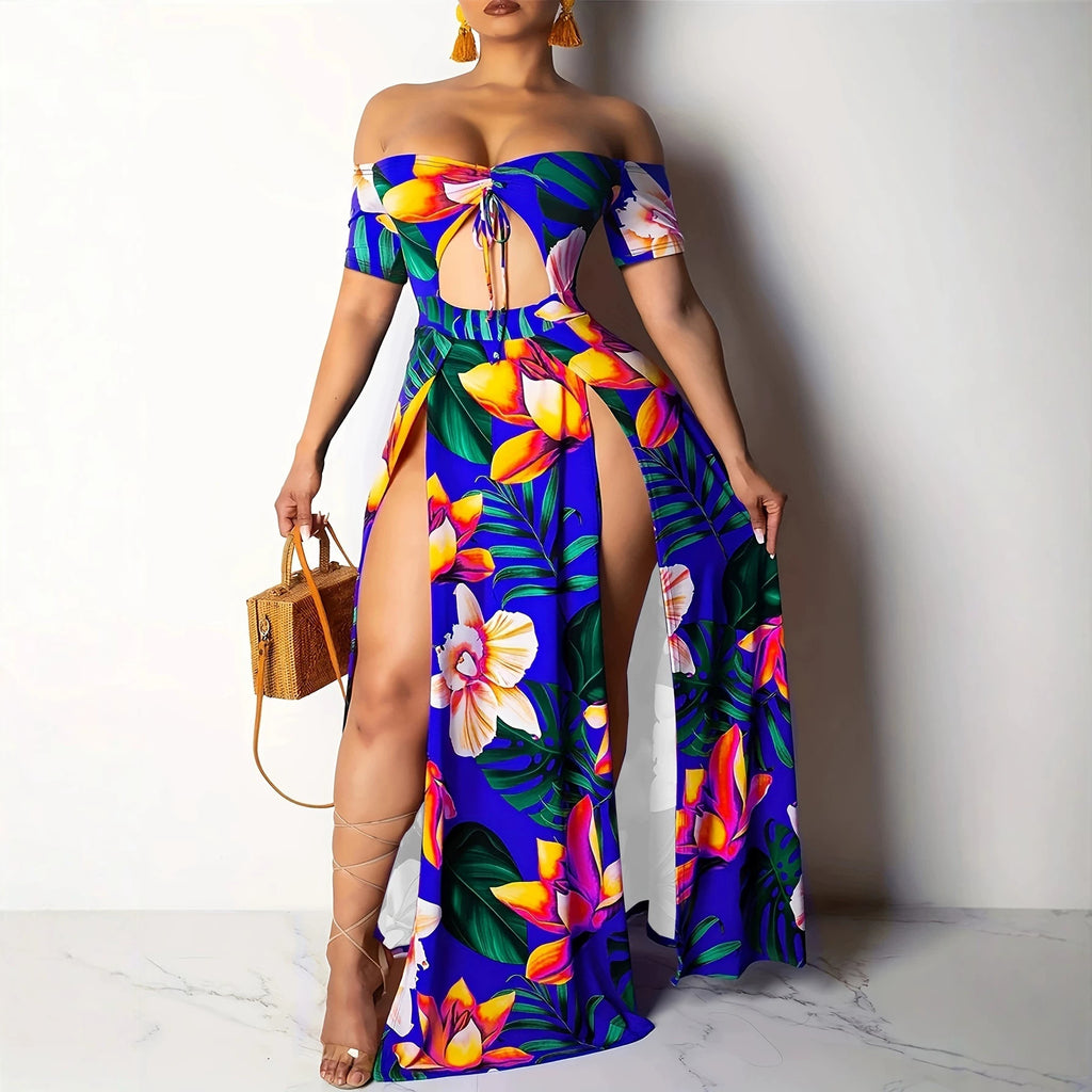 Printed and cut-out dress