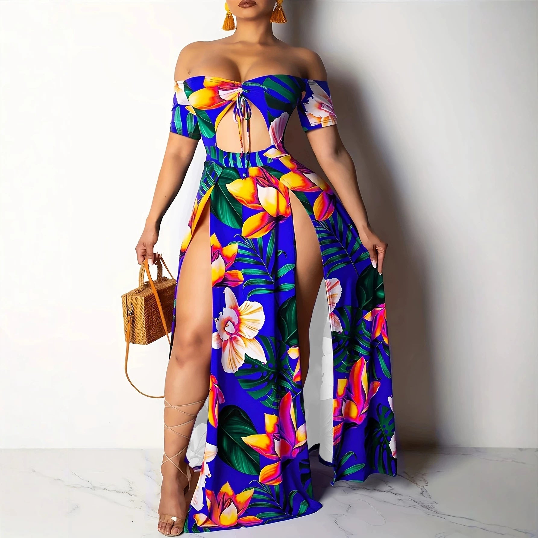 Printed and cut-out dress