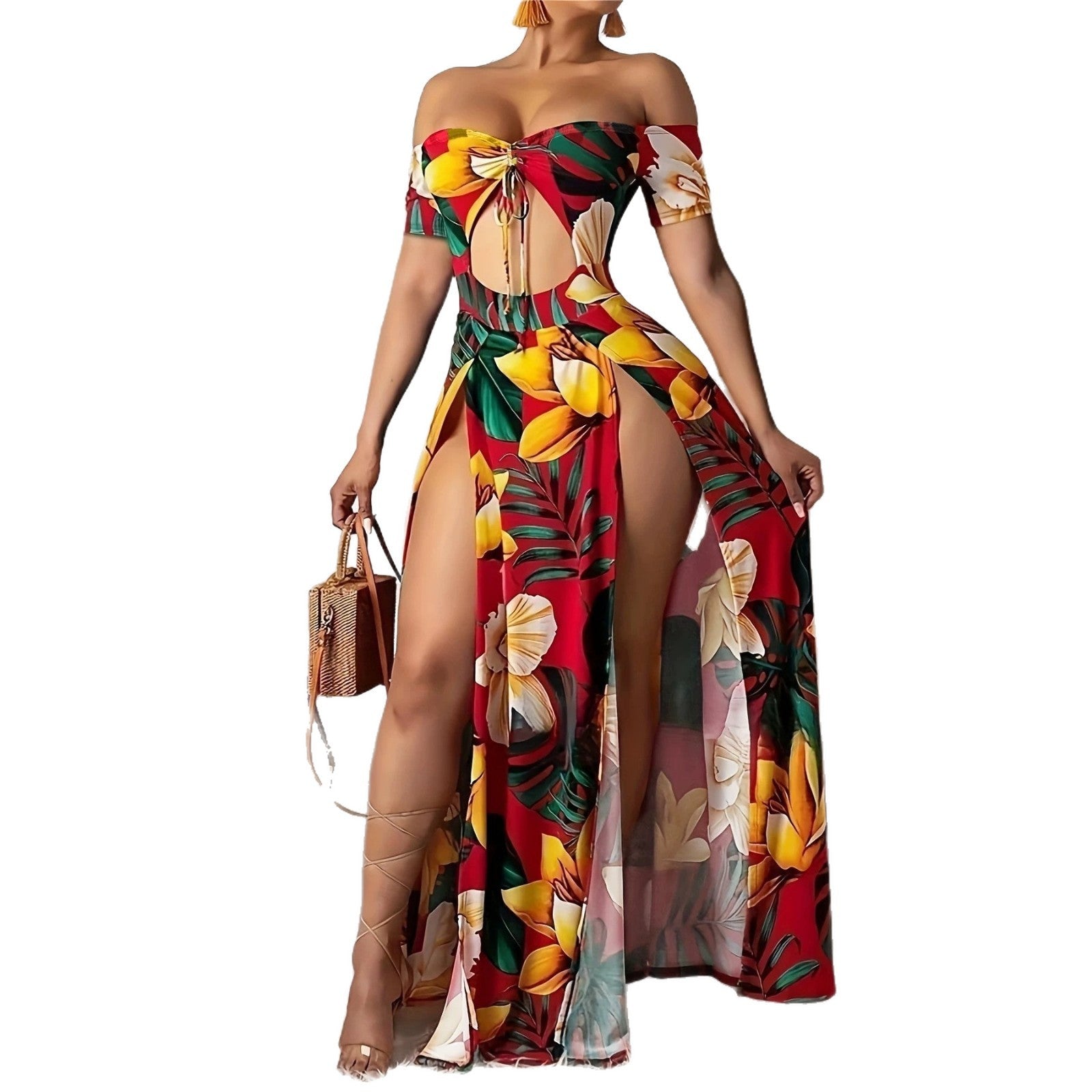 Printed and cut-out dress