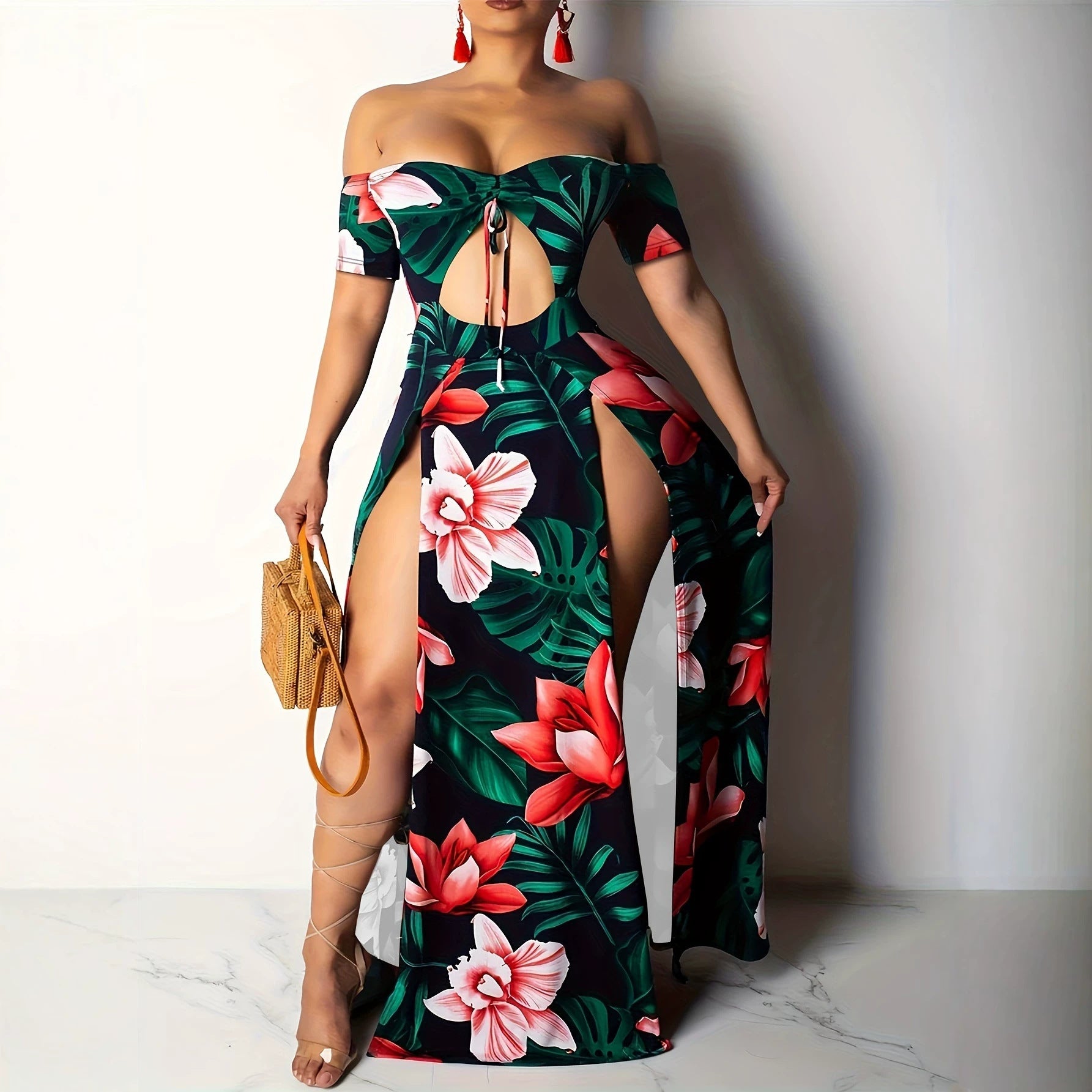 Printed and cut-out dress