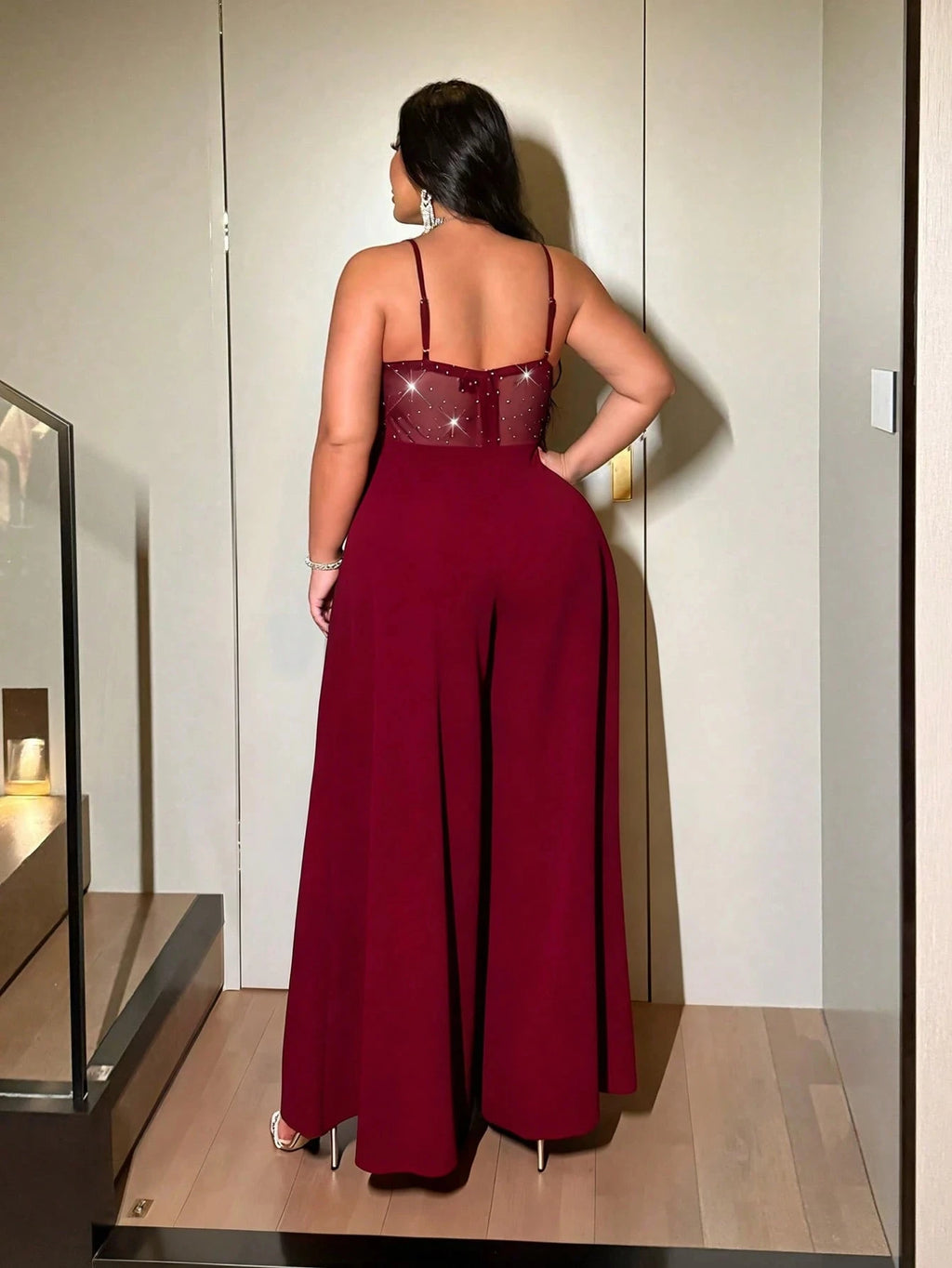 Plus Size Elegent Backless Wide-Leg Jumpsuit