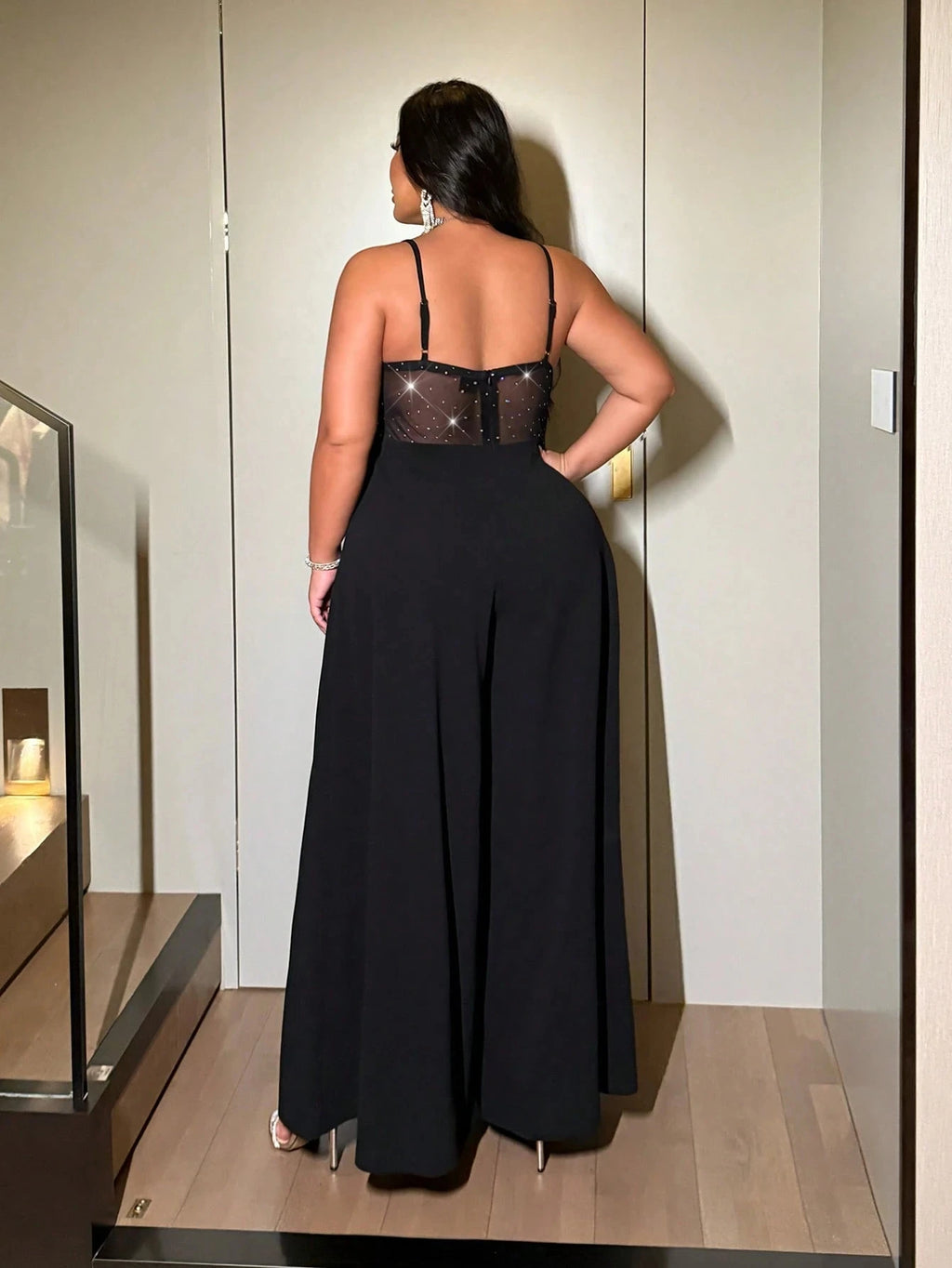 Plus Size Elegent Backless Wide-Leg Jumpsuit