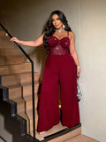 Plus Size Elegent Backless Wide-Leg Jumpsuit