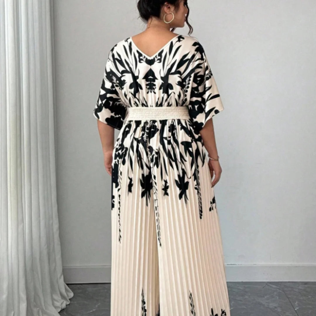 Floral Pleated Wide-Leg Jumpsuit