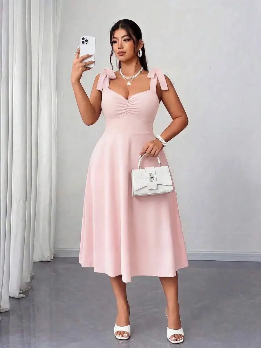 Plus Size Elegant Ruched A-Line Camisole Dress