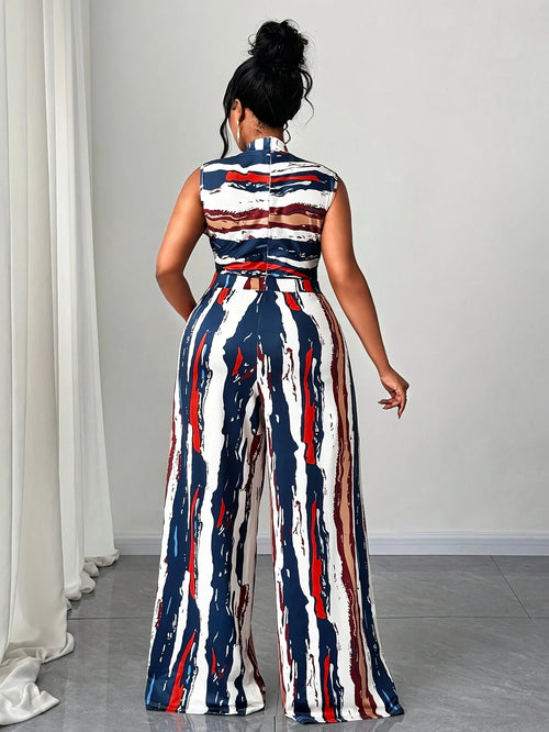 Abstract Print Wide-Leg Jumpsuit