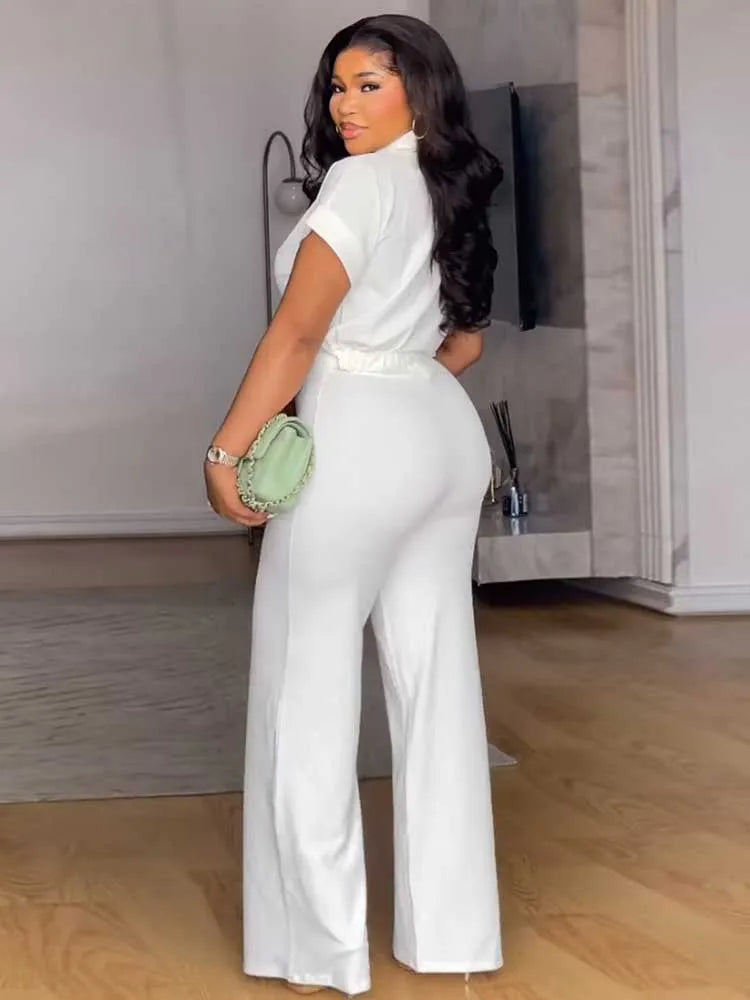 Soft Knit Blouse & High-Waist Pants Set