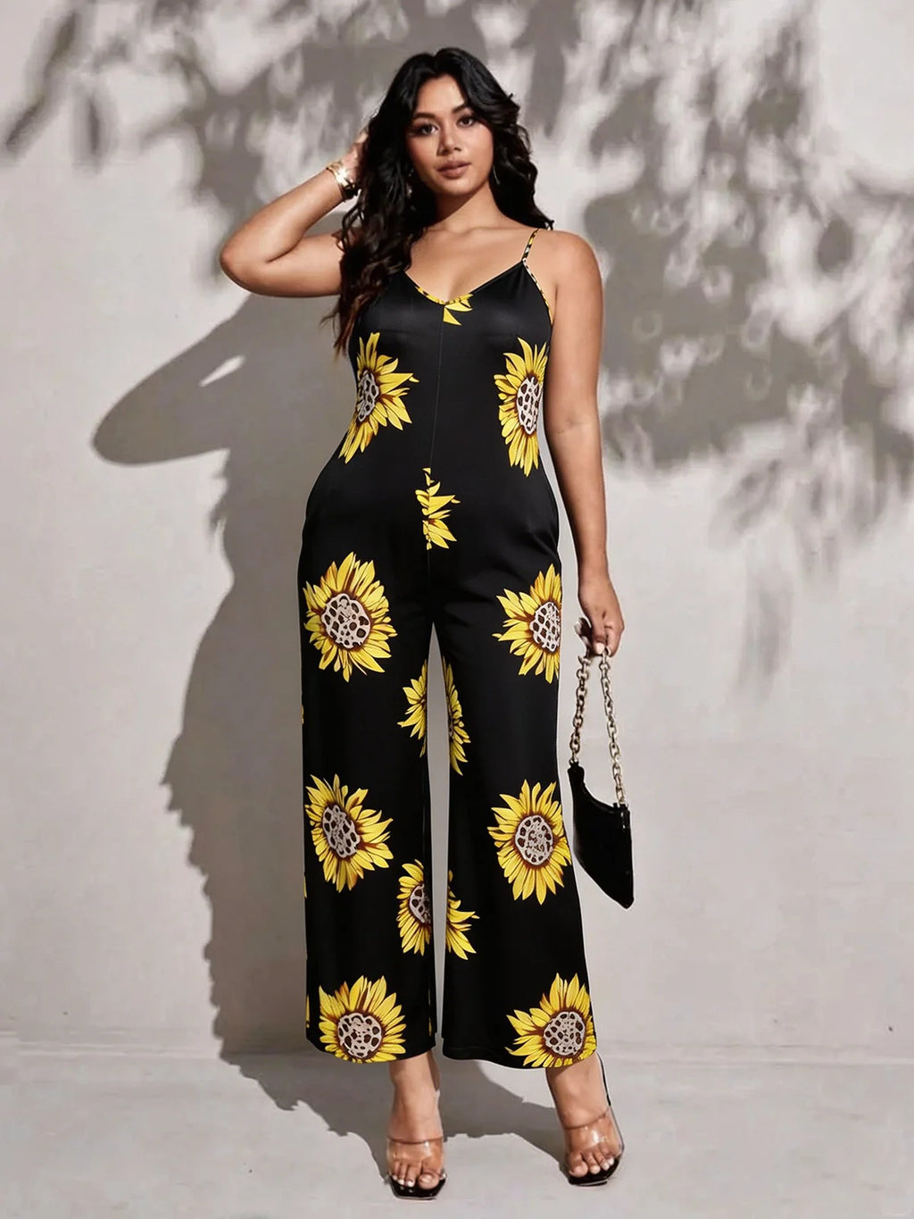 Sunflower Satin Wide-Leg Jumpsuit