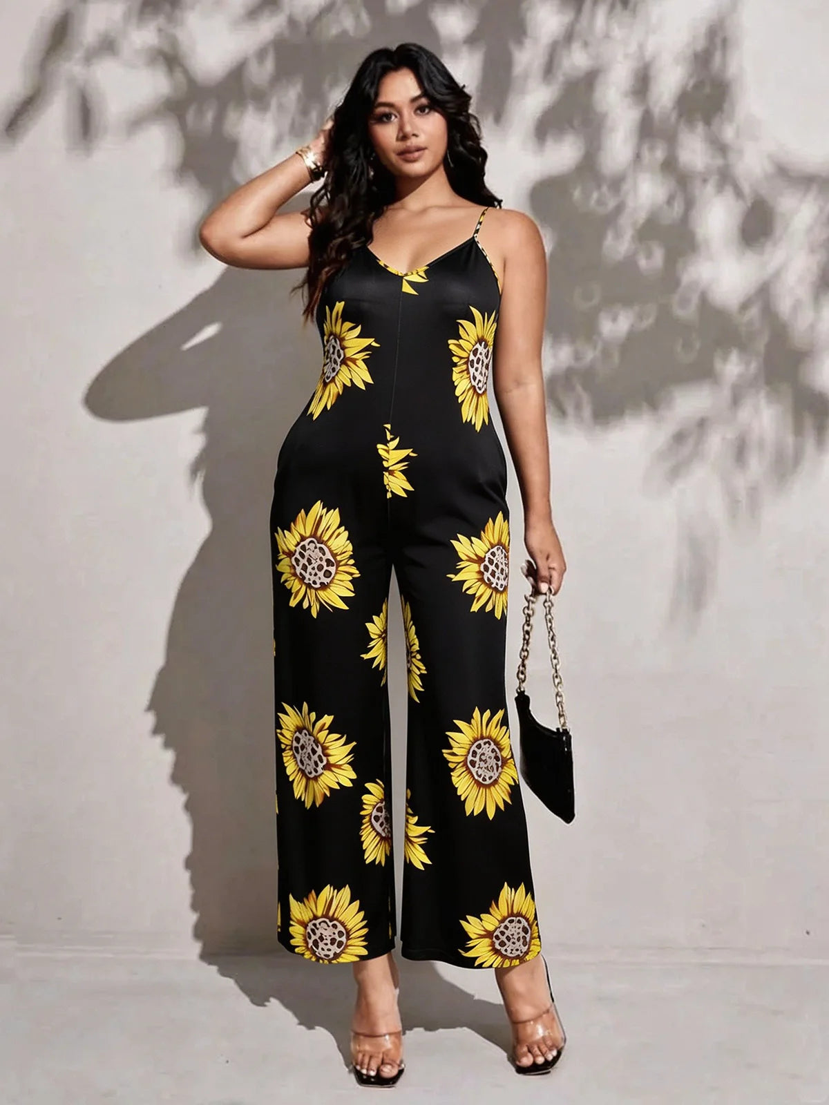 Sunflower Satin Wide-Leg Jumpsuit