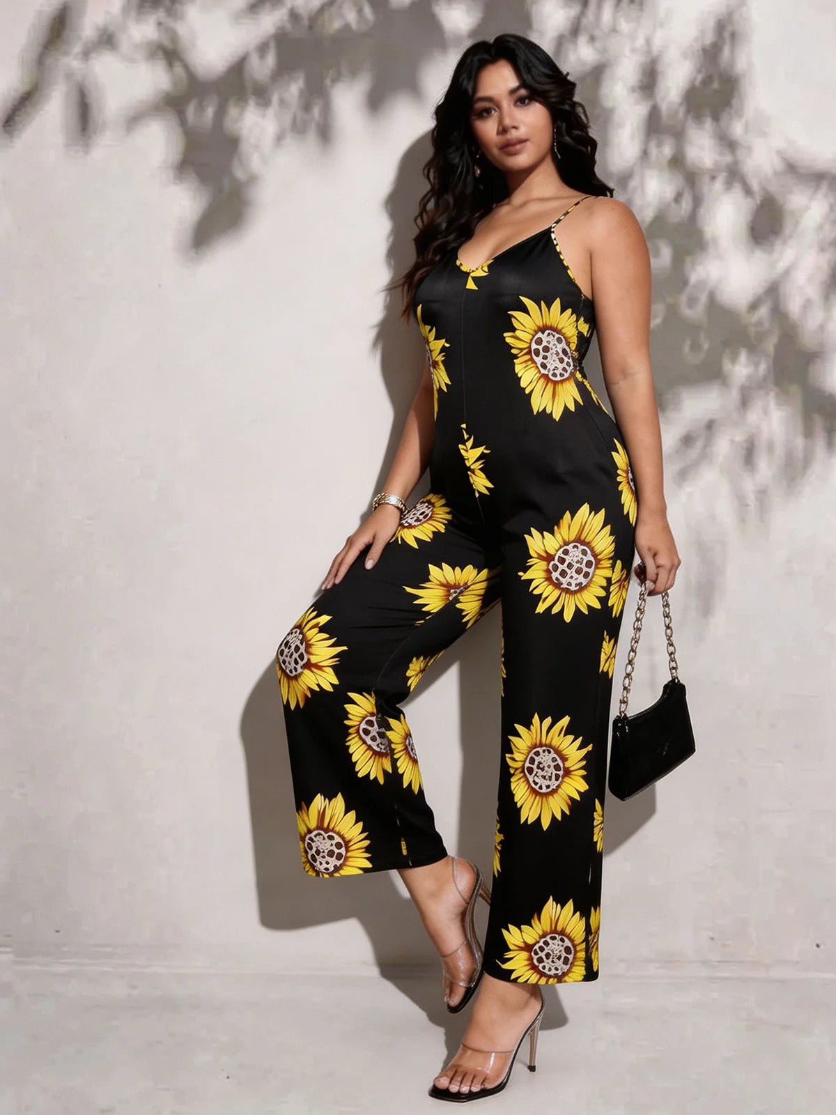 Sunflower Satin Wide-Leg Jumpsuit