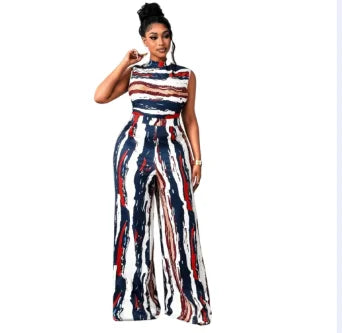 Abstract Print Wide-Leg Jumpsuit