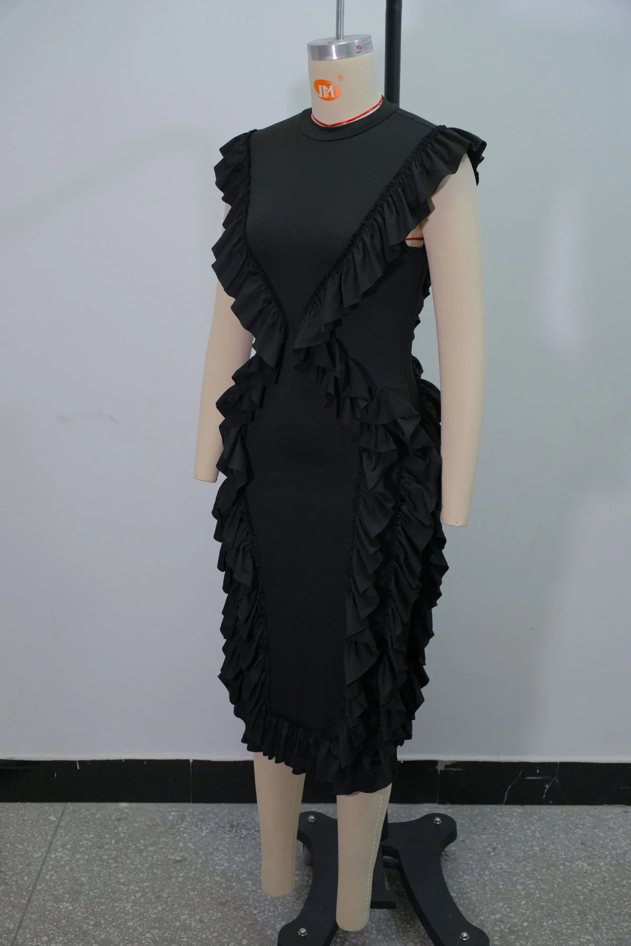 Tassel Ruffle Hem Sleeveless Bodycon Dress