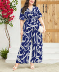Blue and White Ribbon Print Two Piece Set