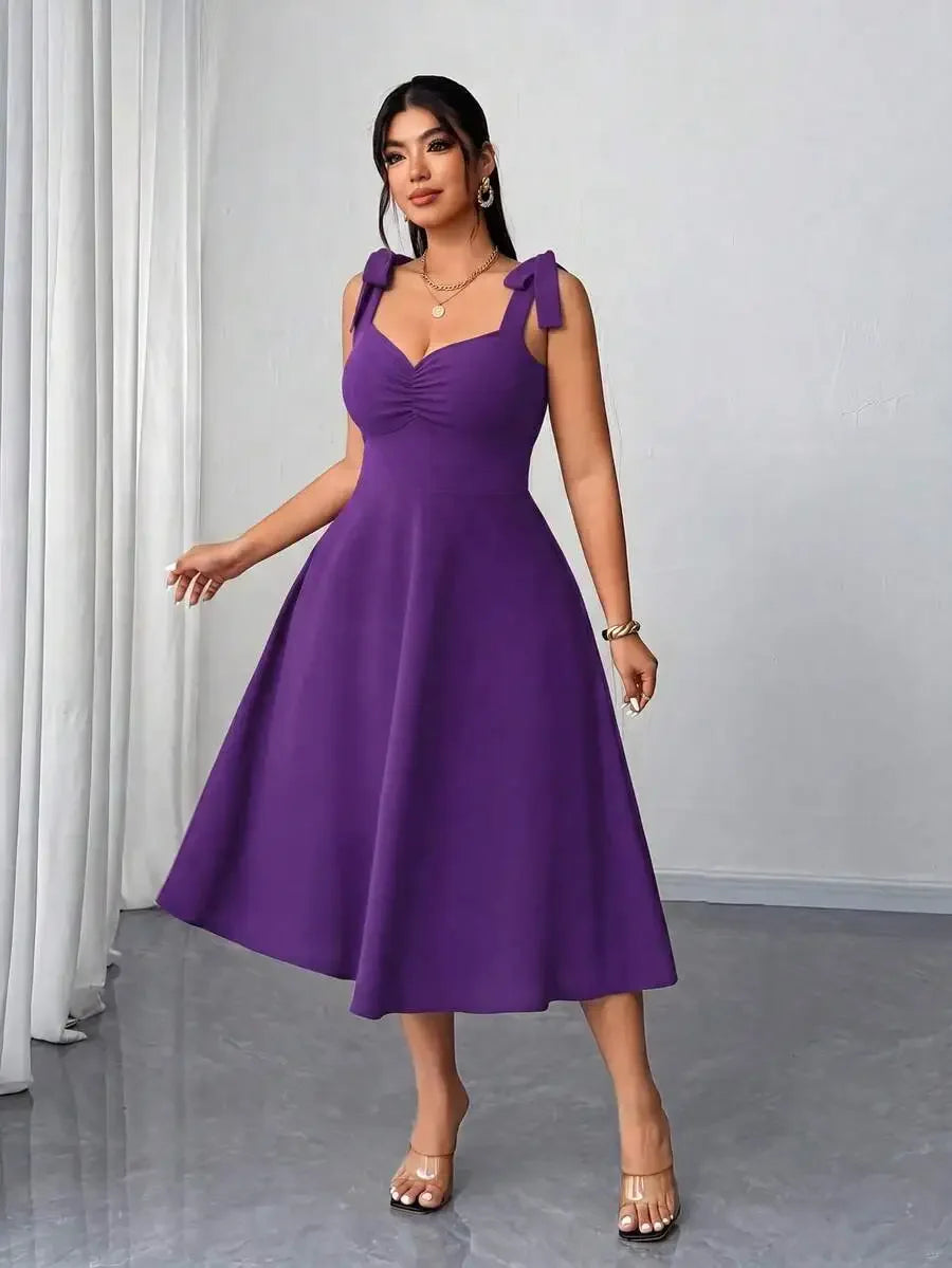 Plus Size Elegant Ruched A-Line Camisole Dress