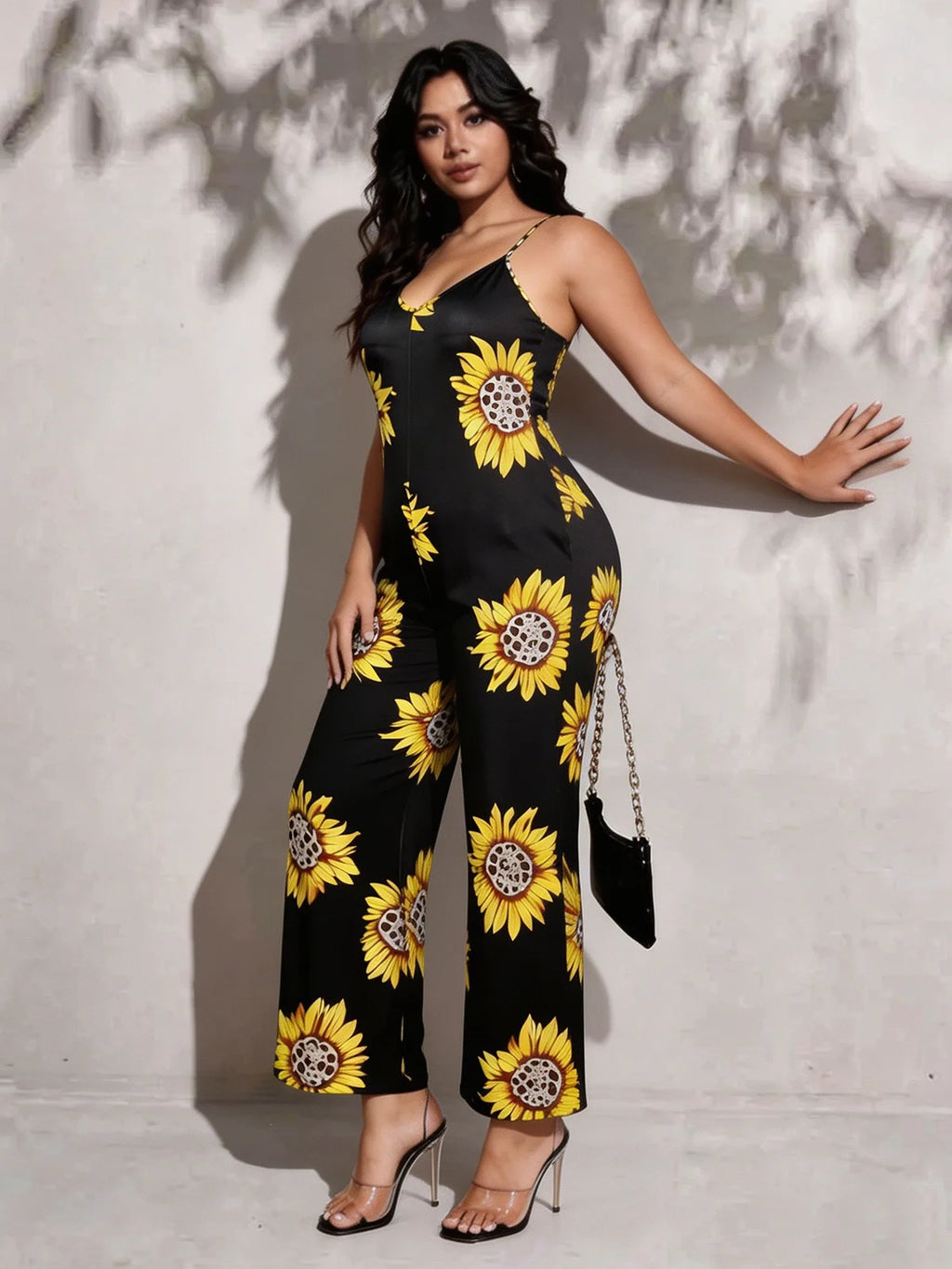 Sunflower Satin Wide-Leg Jumpsuit