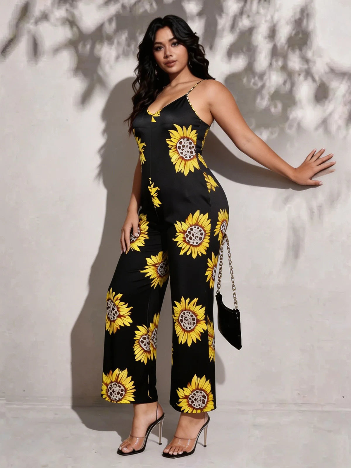 Sunflower Satin Wide-Leg Jumpsuit