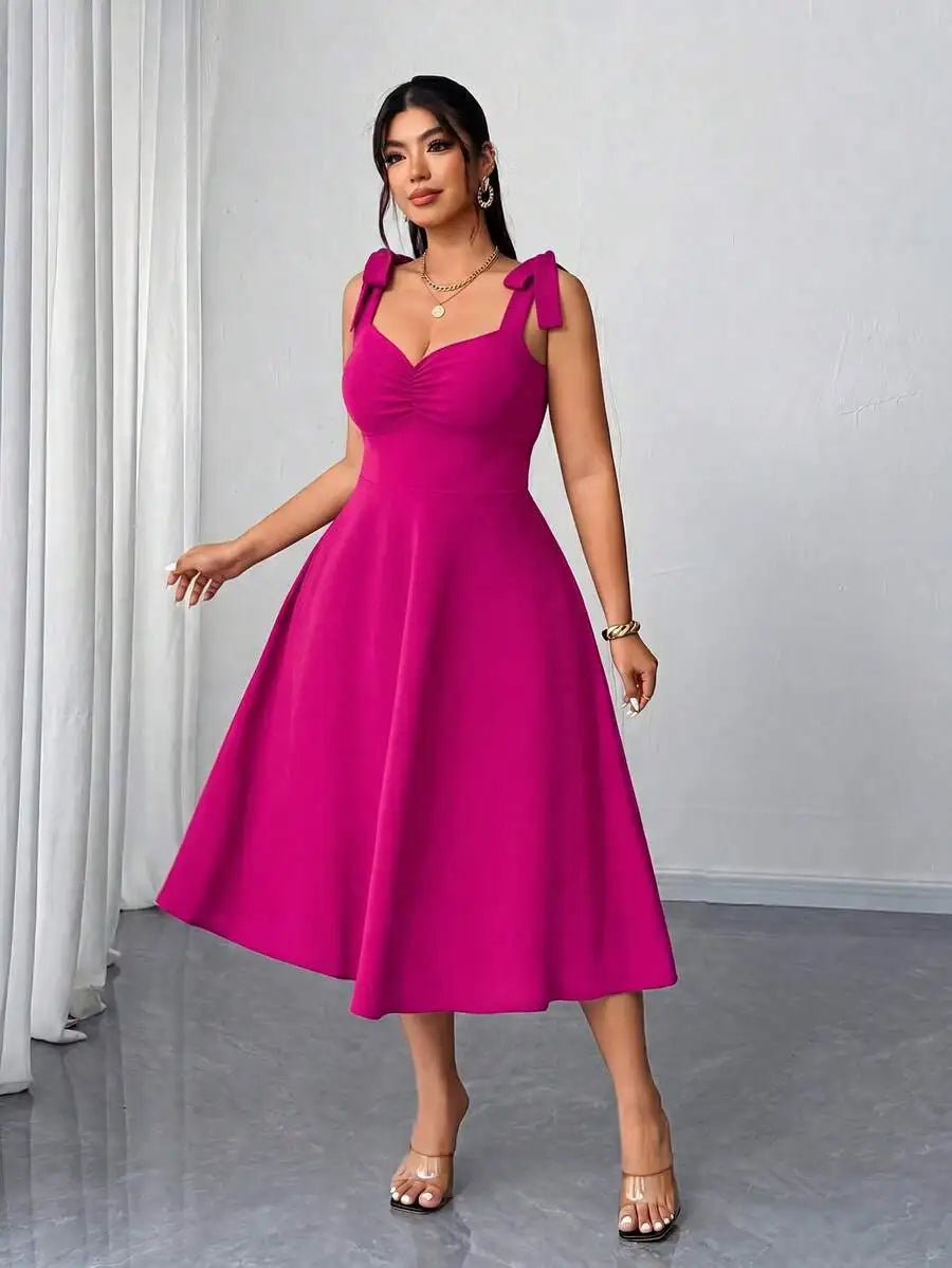 Plus Size Elegant Ruched A-Line Camisole Dress