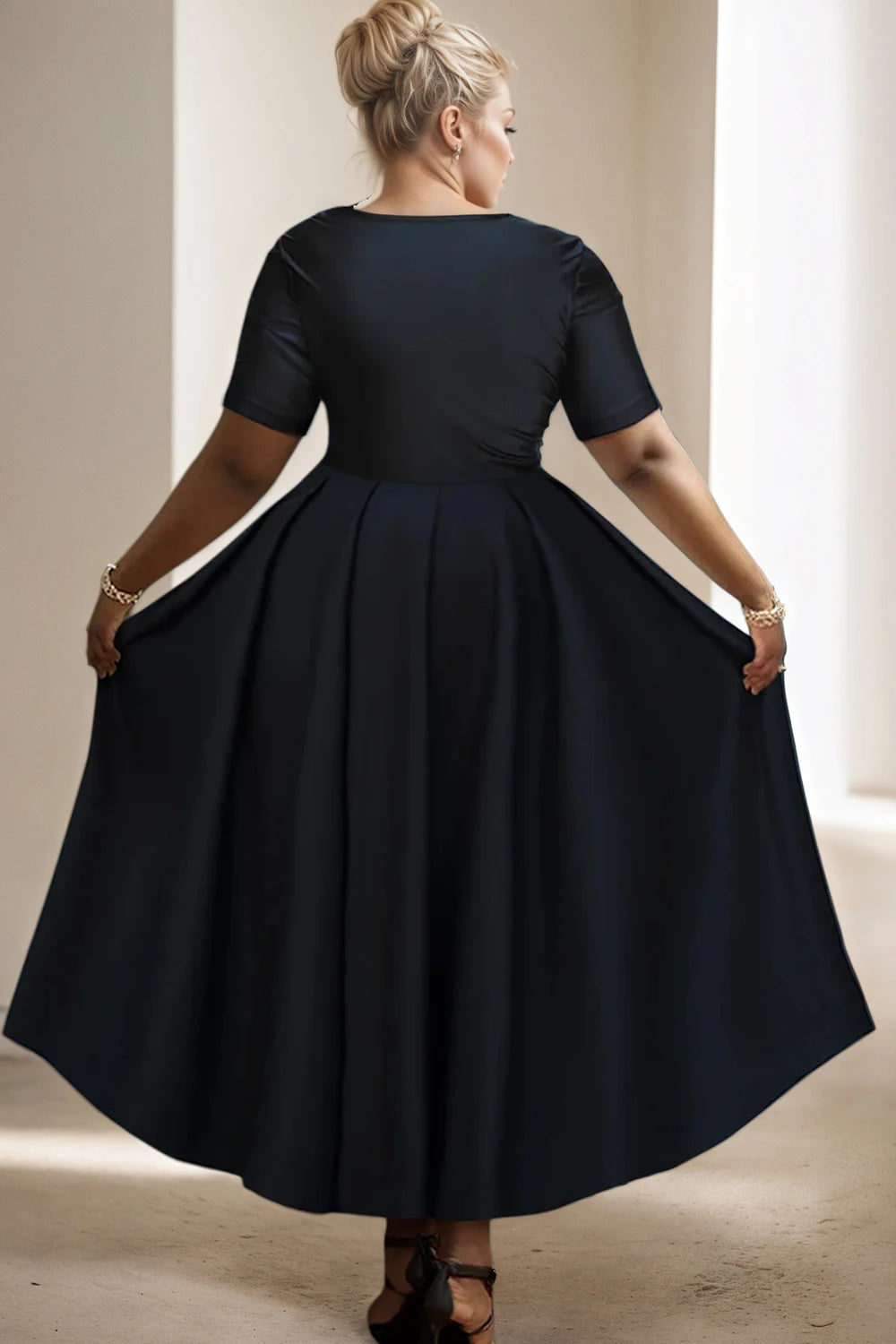 Pleated A-Line Midi Dress