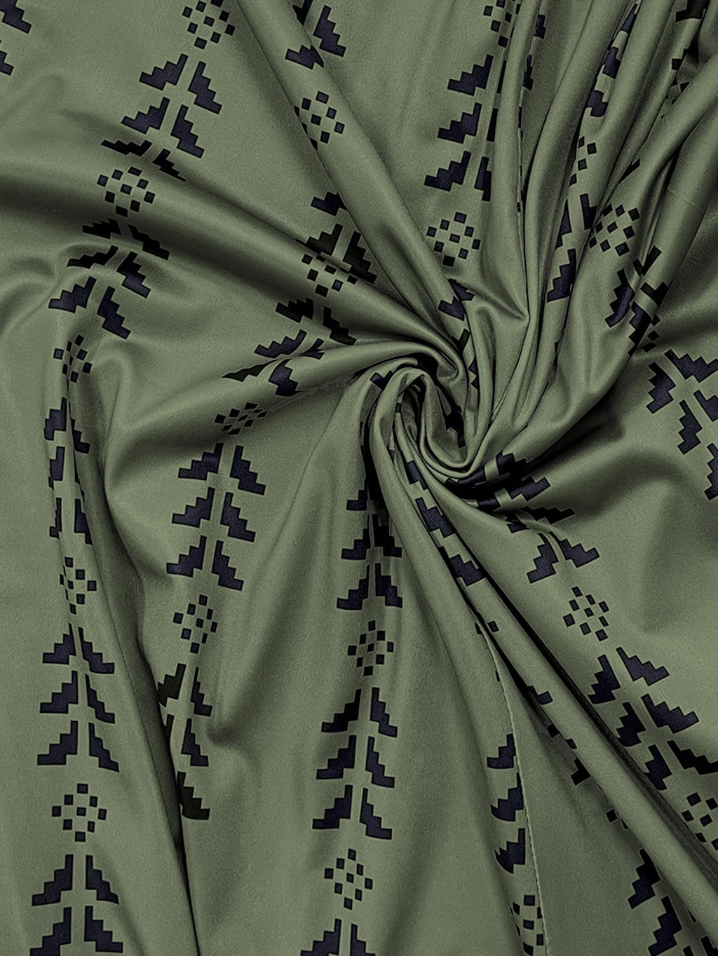 Olive Green Geometric Print Wide-Leg Jumpsuit