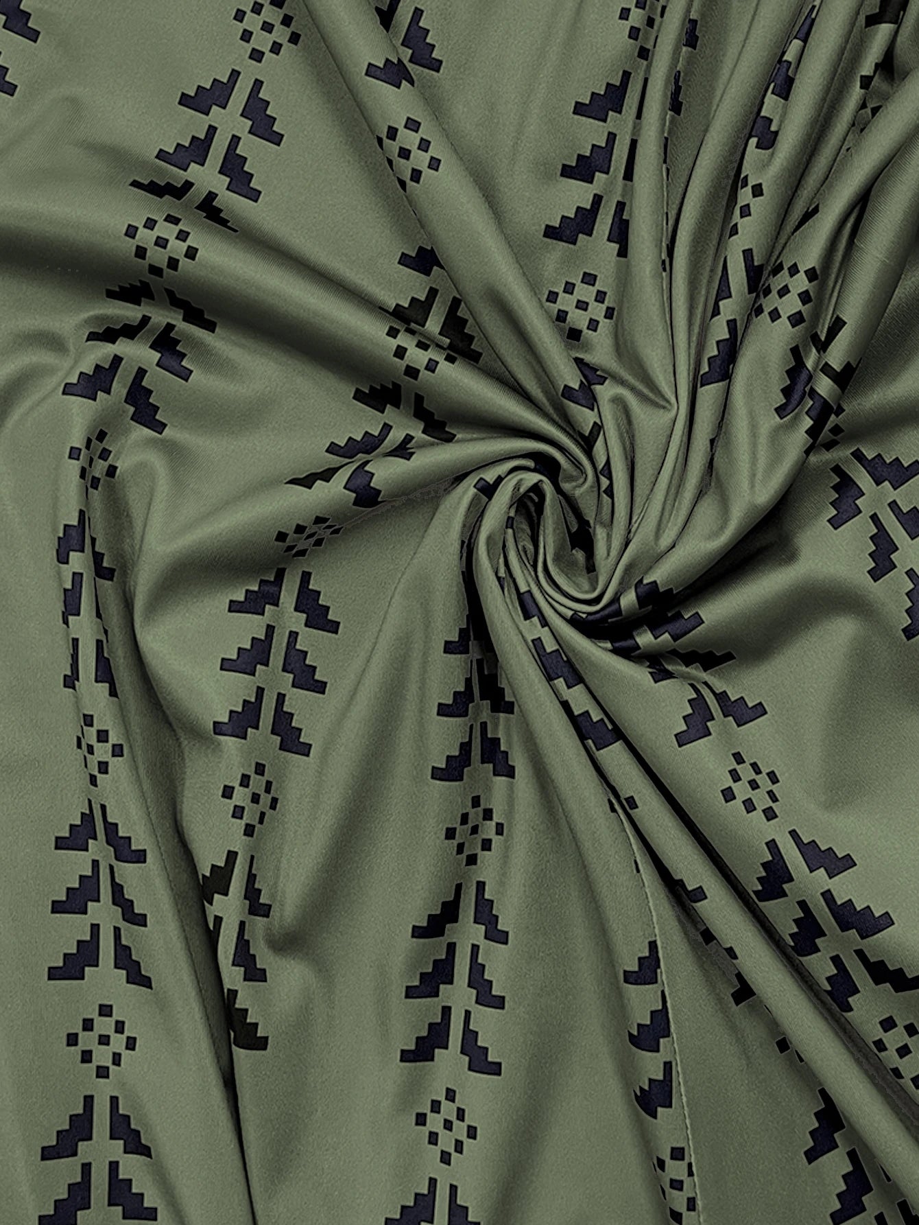 Olive Green Geometric Print Wide-Leg Jumpsuit