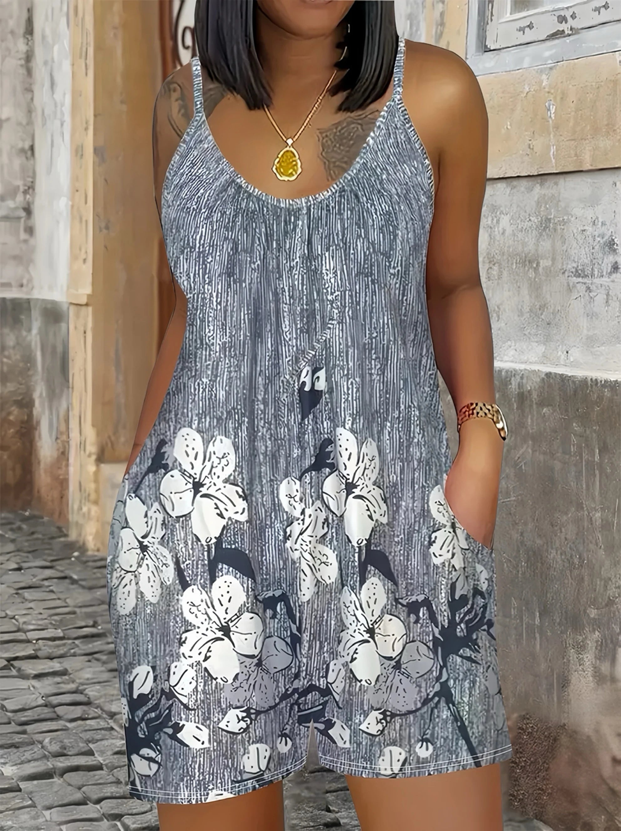 Striped Print Elegant Sleeveless Jumpsuit