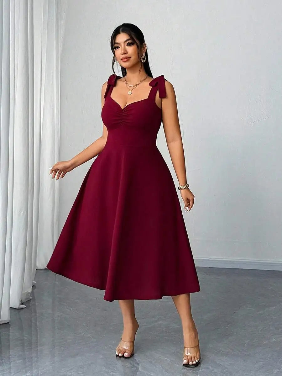 Plus Size Elegant Ruched A-Line Camisole Dress