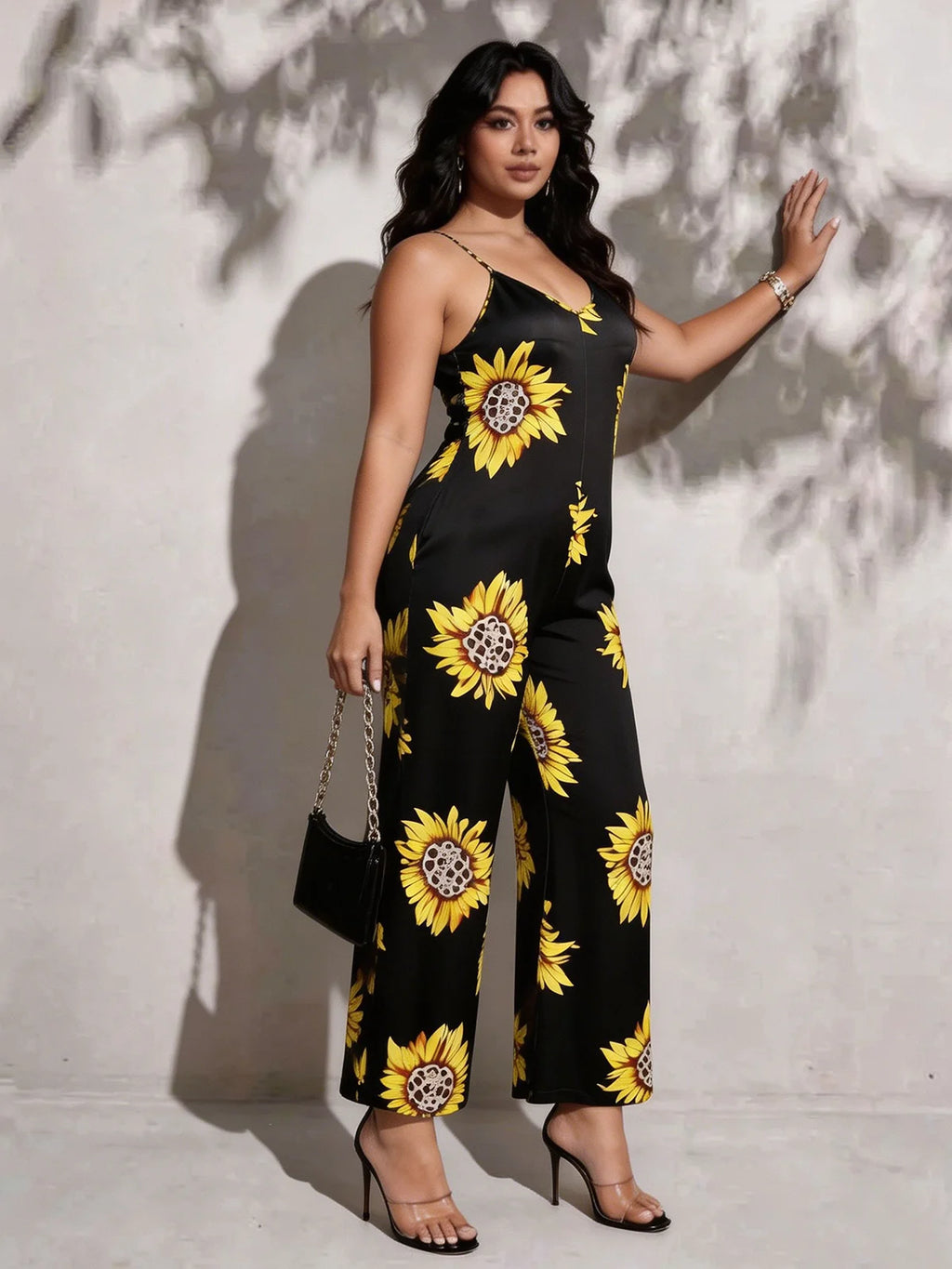 Sunflower Satin Wide-Leg Jumpsuit