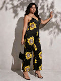 Sunflower Satin Wide-Leg Jumpsuit