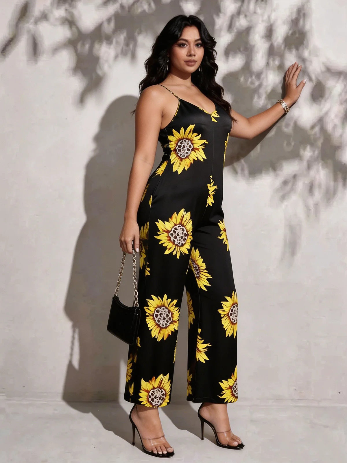 Sunflower Satin Wide-Leg Jumpsuit