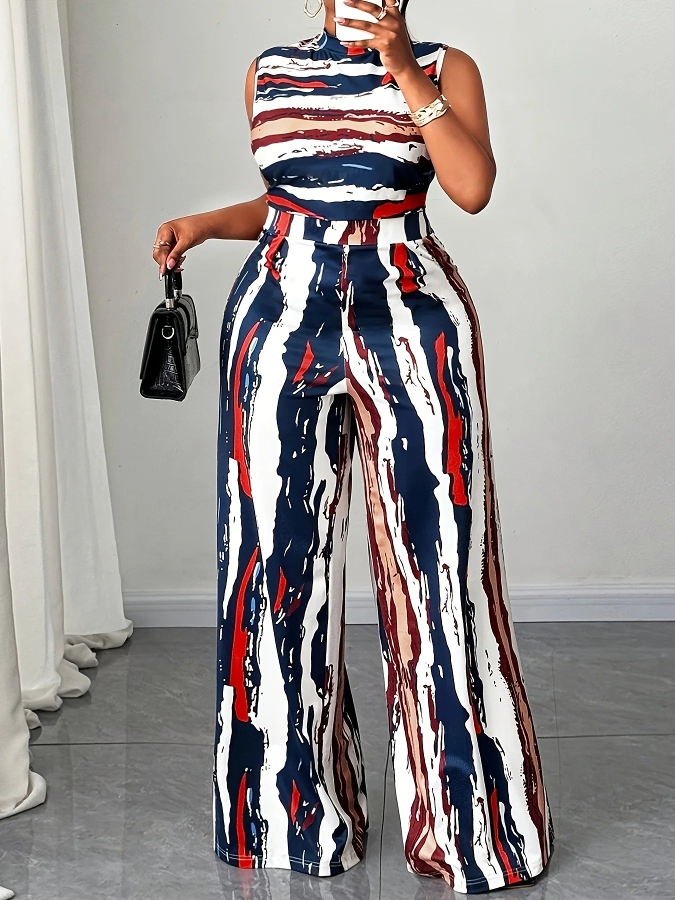 Abstract Print Wide-Leg Jumpsuit