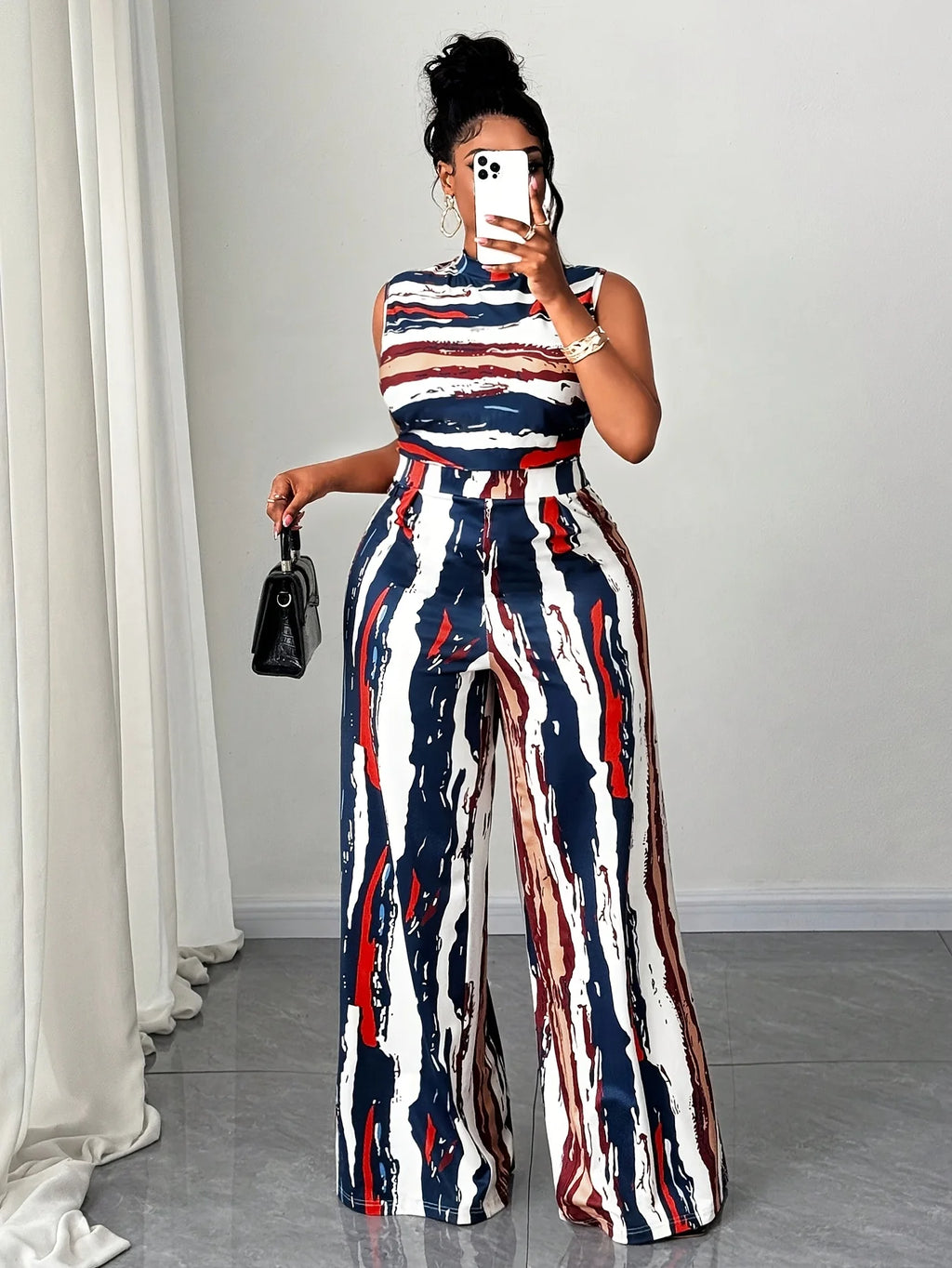 Abstract Print Wide-Leg Jumpsuit