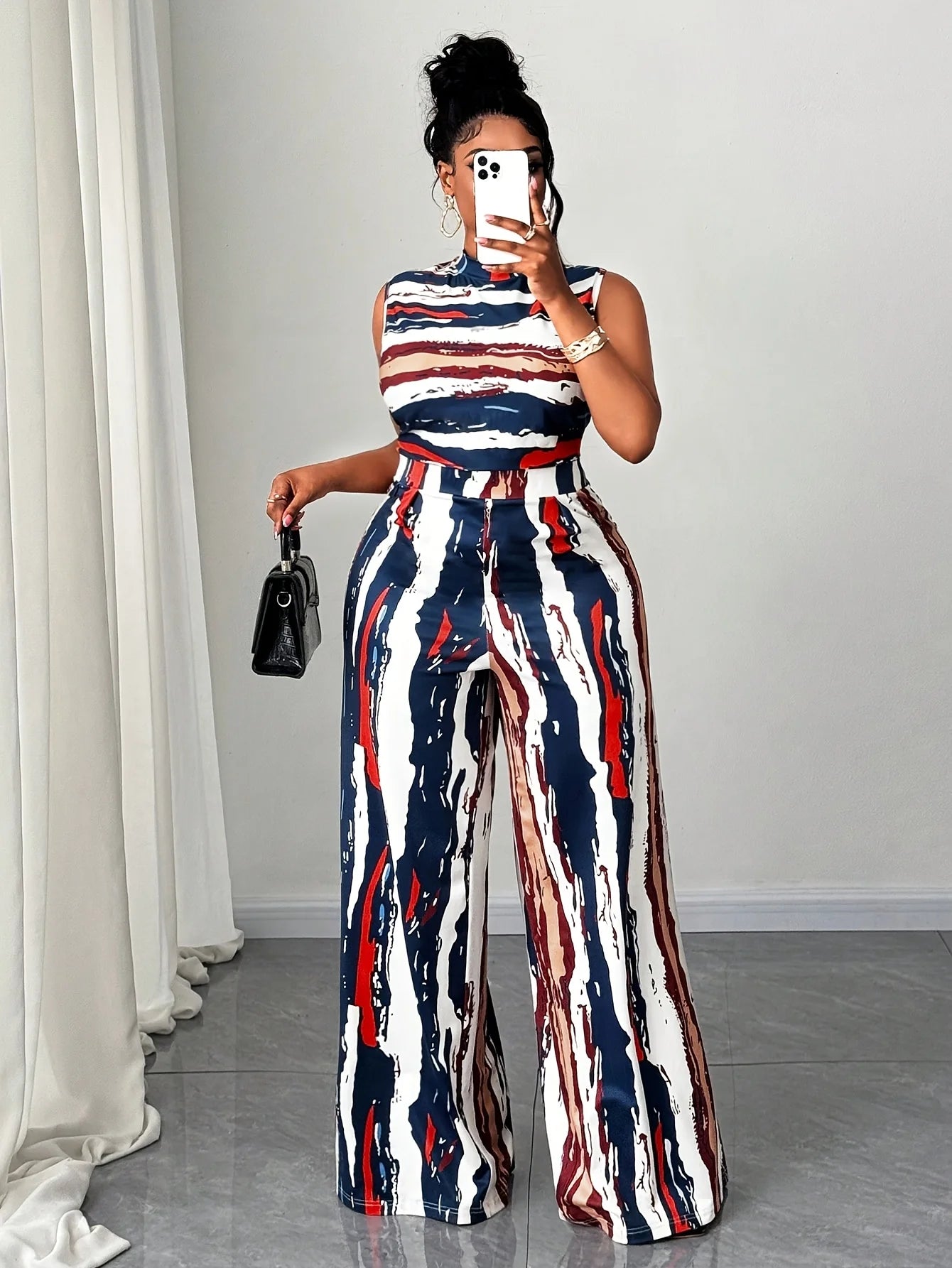 Abstract Print Wide-Leg Jumpsuit
