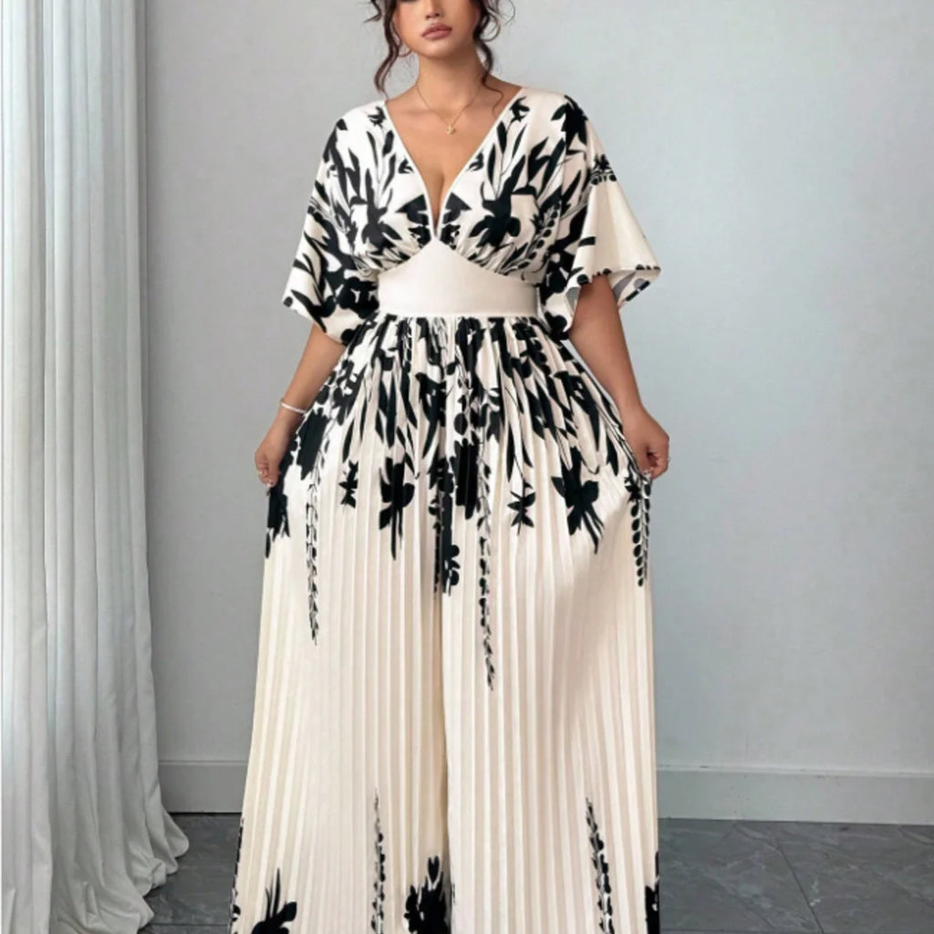 Floral Pleated Wide-Leg Jumpsuit