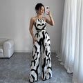 Womens Halter Neck Wide Leg Jumpsuit